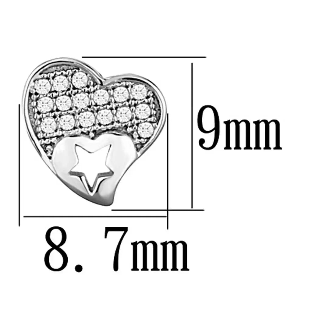 TS161 - Rhodium 925 Sterling Silver Earrings with AAA Grade CZ in Clear - Alamode - Flyclothing LLC