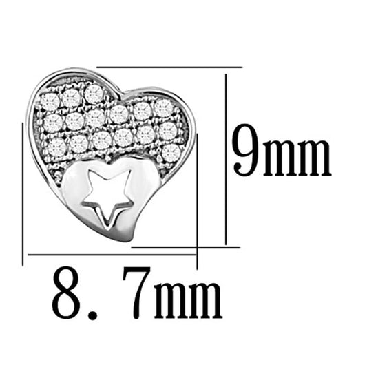 TS161 - Rhodium 925 Sterling Silver Earrings with AAA Grade CZ  in Clear