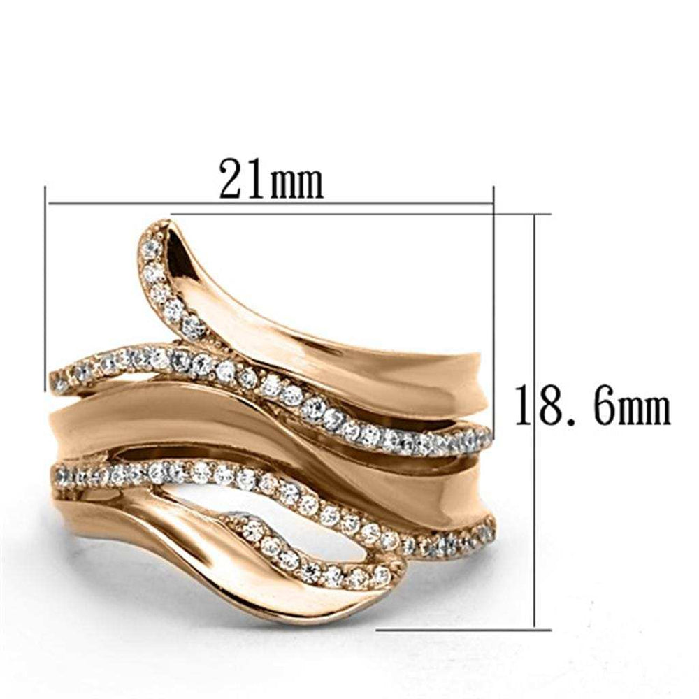 TS168 - Rose Gold 925 Sterling Silver Ring with AAA Grade CZ in Clear - Alamode - Flyclothing LLC