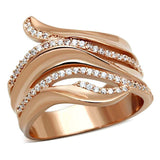 TS168 - Rose Gold 925 Sterling Silver Ring with AAA Grade CZ in Clear - Alamode - Flyclothing LLC