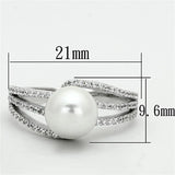 TS170 - Rhodium 925 Sterling Silver Ring with Synthetic Pearl in White - Alamode - Flyclothing LLC