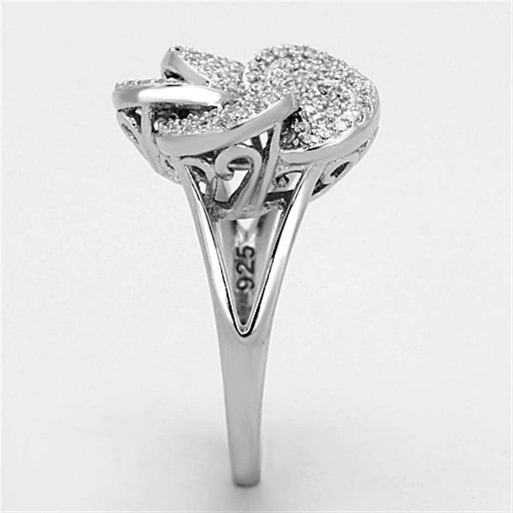 TS171 - Rhodium 925 Sterling Silver Ring with AAA Grade CZ in Clear - Alamode - Flyclothing LLC