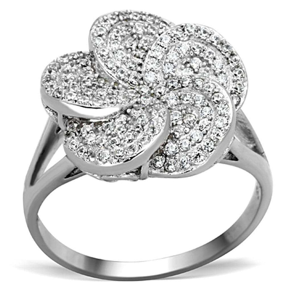 TS171 - Rhodium 925 Sterling Silver Ring with AAA Grade CZ in Clear - Alamode - Flyclothing LLC