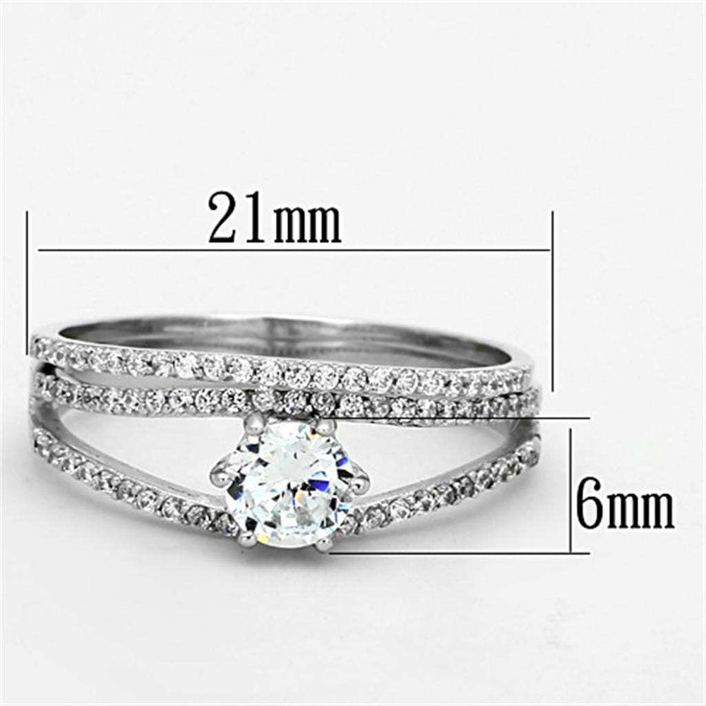 TS172 - Rhodium 925 Sterling Silver Ring with AAA Grade CZ in Clear - Alamode - Flyclothing LLC