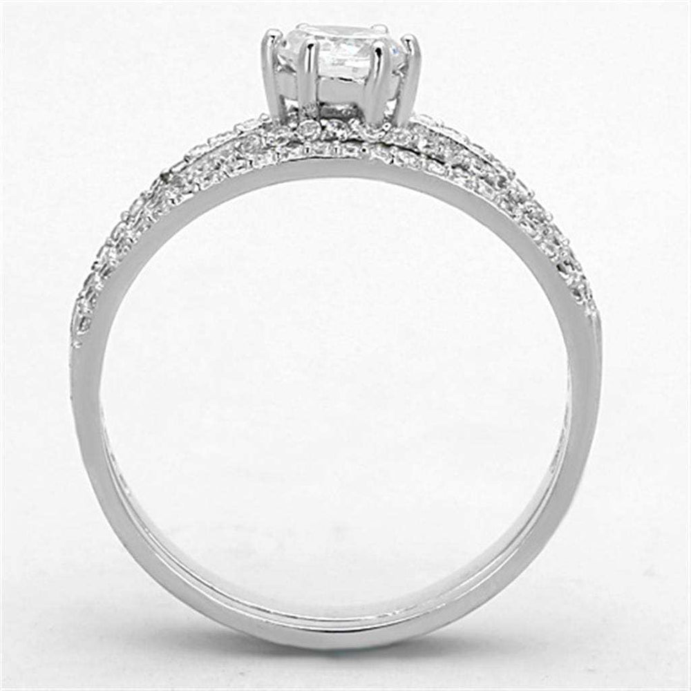 TS172 - Rhodium 925 Sterling Silver Ring with AAA Grade CZ in Clear - Alamode - Flyclothing LLC