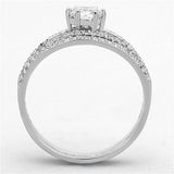 TS172 - Rhodium 925 Sterling Silver Ring with AAA Grade CZ  in Clear - Alamode