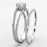 TS172 - Rhodium 925 Sterling Silver Ring with AAA Grade CZ in Clear - Alamode - Flyclothing LLC