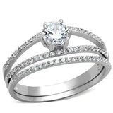 TS172 - Rhodium 925 Sterling Silver Ring with AAA Grade CZ in Clear - Alamode - Flyclothing LLC