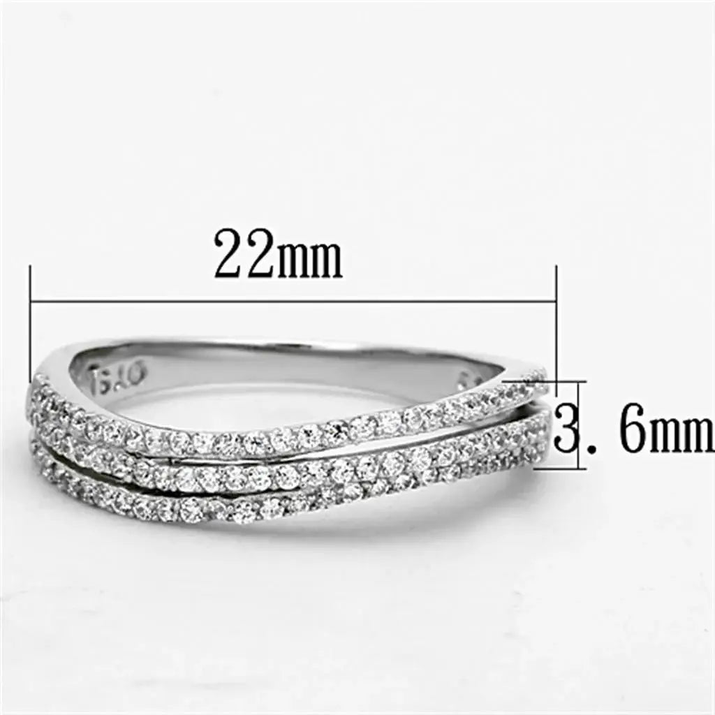 TS173 - Rhodium 925 Sterling Silver Ring with AAA Grade CZ in Clear - Alamode - Flyclothing LLC