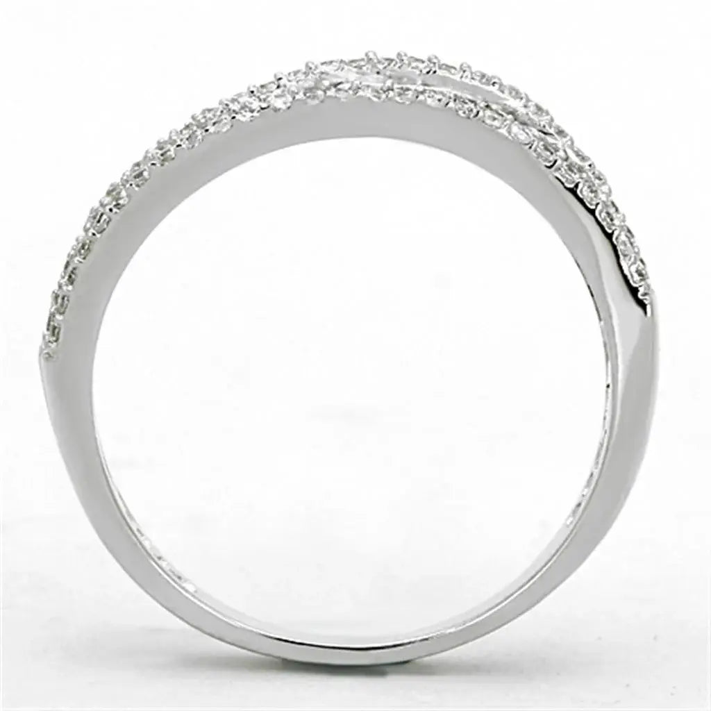 TS173 - Rhodium 925 Sterling Silver Ring with AAA Grade CZ in Clear - Alamode - Flyclothing LLC
