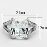 TS174 - Rhodium 925 Sterling Silver Ring with AAA Grade CZ in Clear - Alamode - Flyclothing LLC