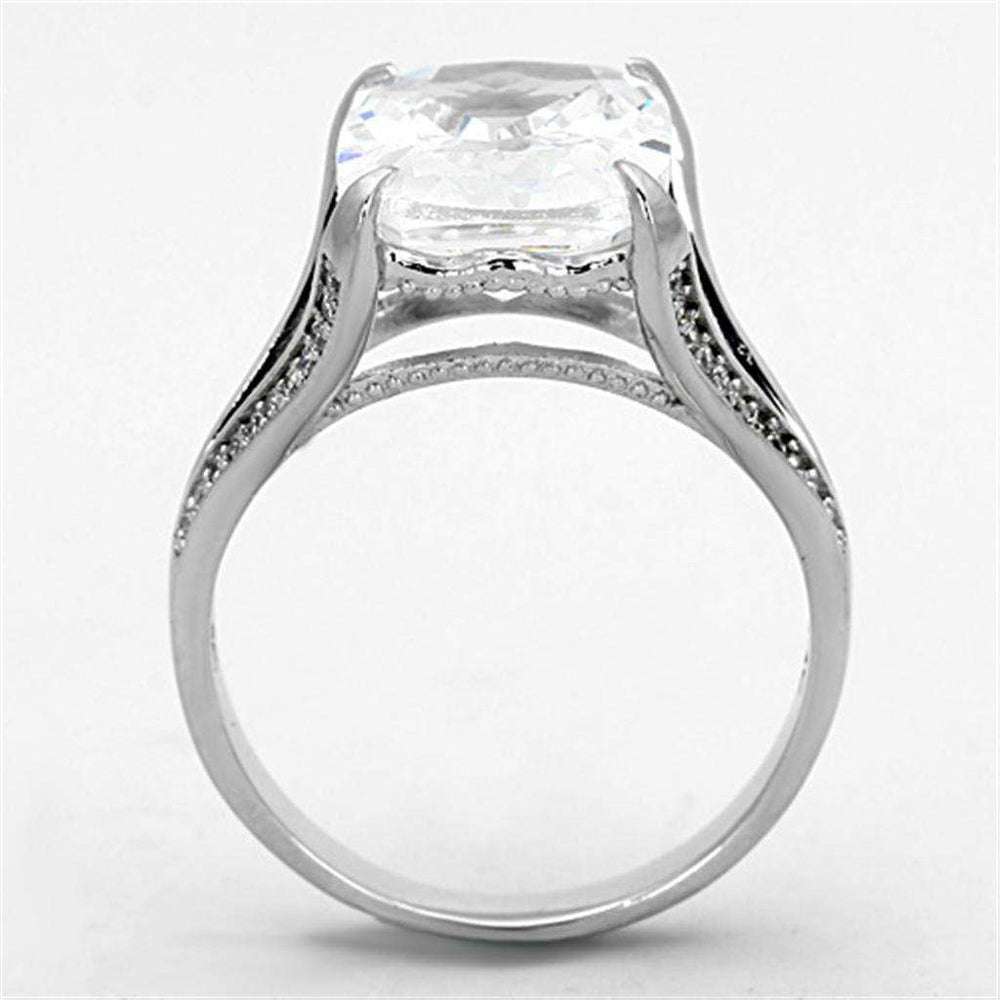 TS174 - Rhodium 925 Sterling Silver Ring with AAA Grade CZ in Clear - Alamode - Flyclothing LLC