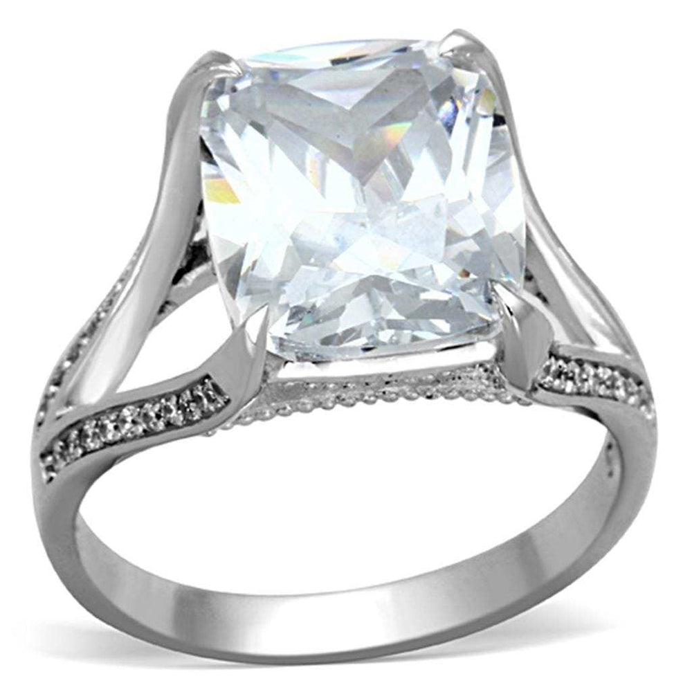 TS174 - Rhodium 925 Sterling Silver Ring with AAA Grade CZ in Clear - Alamode - Flyclothing LLC