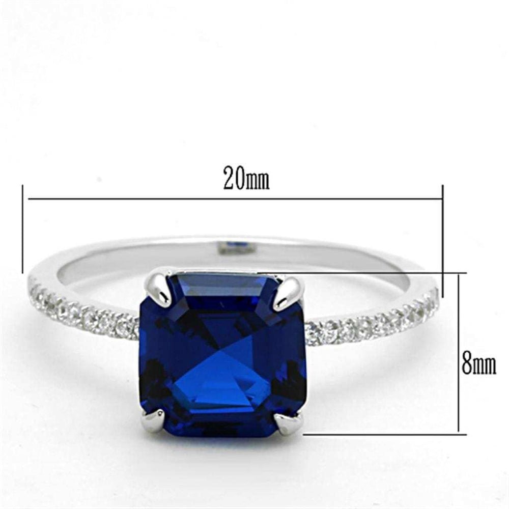 TS177 - Rhodium 925 Sterling Silver Ring with Synthetic Spinel in London Blue - Alamode - Flyclothing LLC