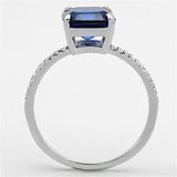 TS177 - Rhodium 925 Sterling Silver Ring with Synthetic Spinel in London Blue
