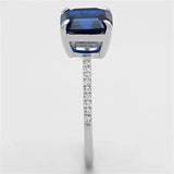 TS177 - Rhodium 925 Sterling Silver Ring with Synthetic Spinel in London Blue - Alamode - Flyclothing LLC