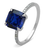 TS177 - Rhodium 925 Sterling Silver Ring with Synthetic Spinel in London Blue - Alamode - Flyclothing LLC
