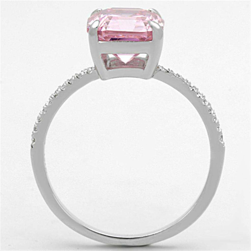 TS179 - Rhodium 925 Sterling Silver Ring with Cubic in Rose - Alamode - Flyclothing LLC