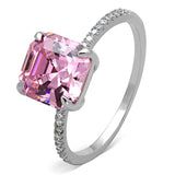 TS179 - Rhodium 925 Sterling Silver Ring with Cubic in Rose - Alamode - Flyclothing LLC