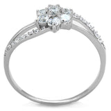 TS182 - Rhodium 925 Sterling Silver Ring with AAA Grade CZ  in Clear - Alamode