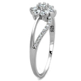TS182 - Rhodium 925 Sterling Silver Ring with AAA Grade CZ  in Clear - Alamode