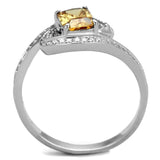 TS183 - Rhodium 925 Sterling Silver Ring with AAA Grade CZ  in Champagne - Alamode