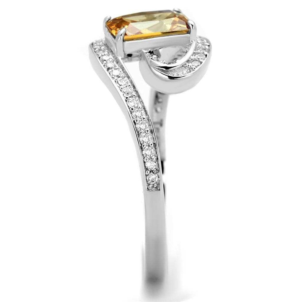 TS183 - Rhodium 925 Sterling Silver Ring with AAA Grade CZ in Champagne - Alamode - Flyclothing LLC