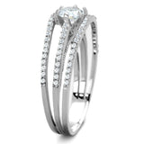 TS185 - Rhodium 925 Sterling Silver Ring with AAA Grade CZ  in Clear - Alamode