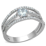 TS185 - Rhodium 925 Sterling Silver Ring with AAA Grade CZ in Clear - Alamode - Flyclothing LLC