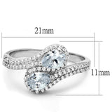 TS186 - Rhodium 925 Sterling Silver Ring with AAA Grade CZ  in Clear - Alamode