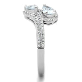 TS186 - Rhodium 925 Sterling Silver Ring with AAA Grade CZ  in Clear - Alamode