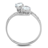 TS187 - Rhodium 925 Sterling Silver Ring with AAA Grade CZ  in Clear - Alamode
