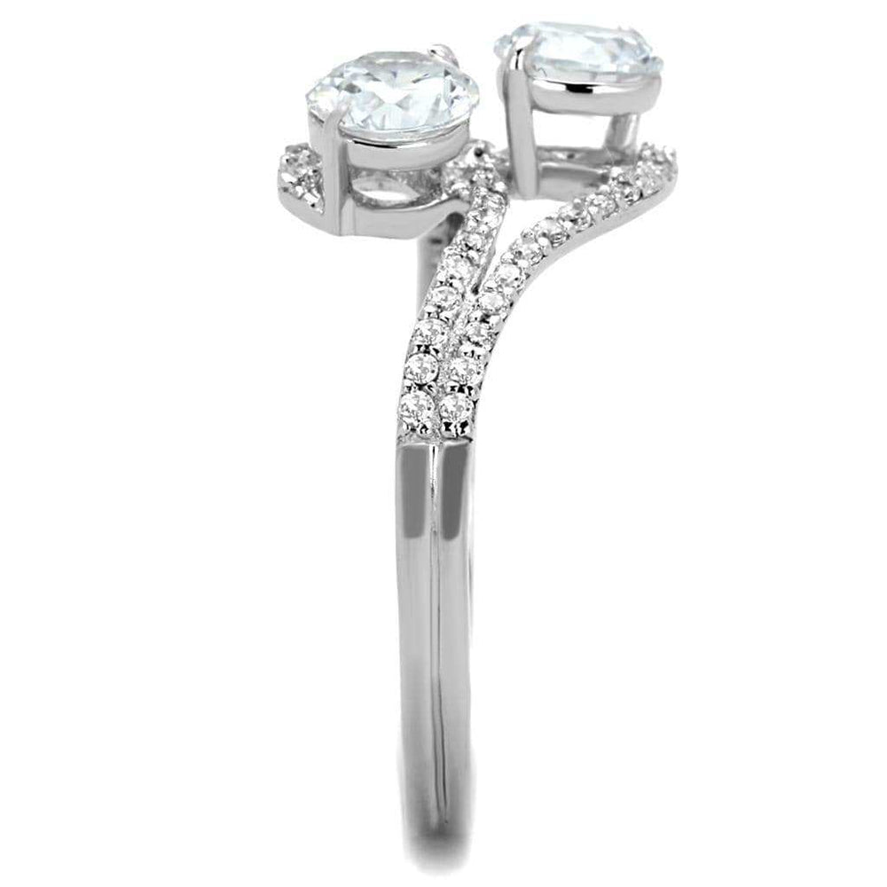 TS187 - Rhodium 925 Sterling Silver Ring with AAA Grade CZ in Clear - Alamode - Flyclothing LLC