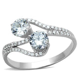 TS187 - Rhodium 925 Sterling Silver Ring with AAA Grade CZ in Clear - Alamode - Flyclothing LLC