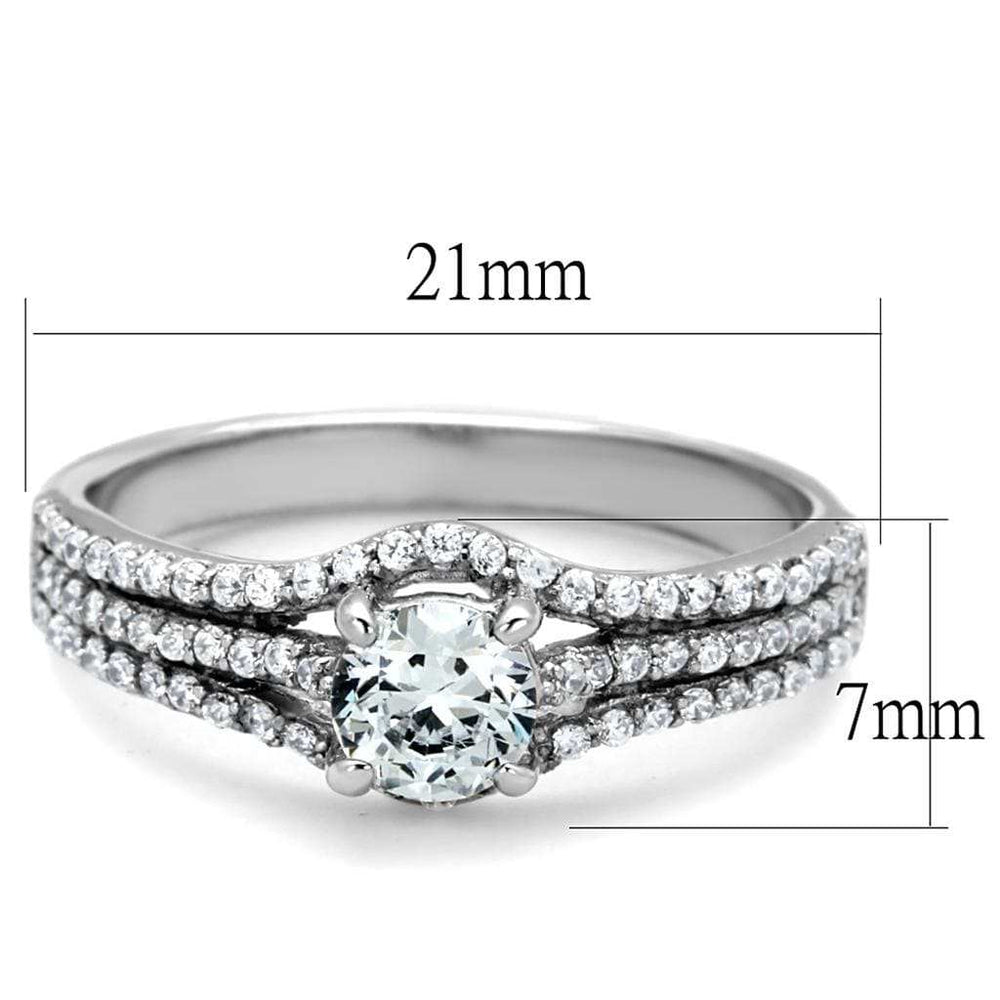 TS188 - Rhodium 925 Sterling Silver Ring with AAA Grade CZ in Clear - Alamode - Flyclothing LLC