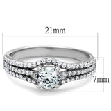TS188 - Rhodium 925 Sterling Silver Ring with AAA Grade CZ  in Clear - Alamode