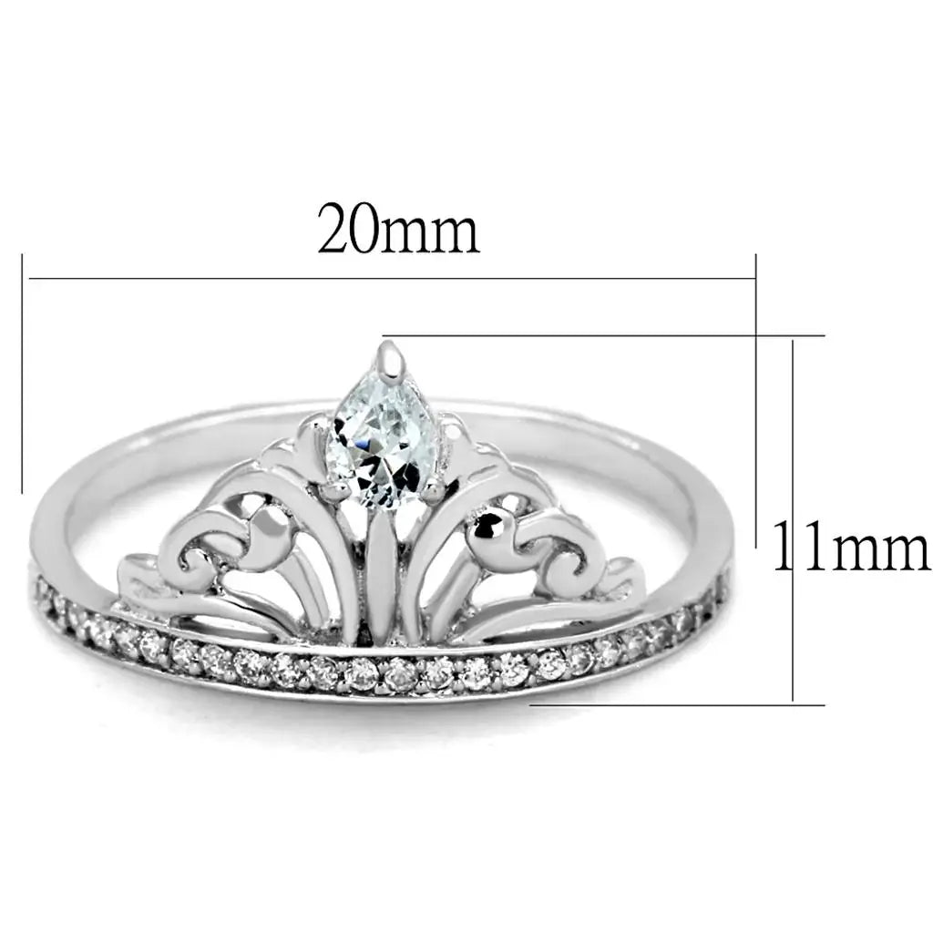 TS191 - Rhodium 925 Sterling Silver Ring with AAA Grade CZ in Clear - Alamode - Flyclothing LLC