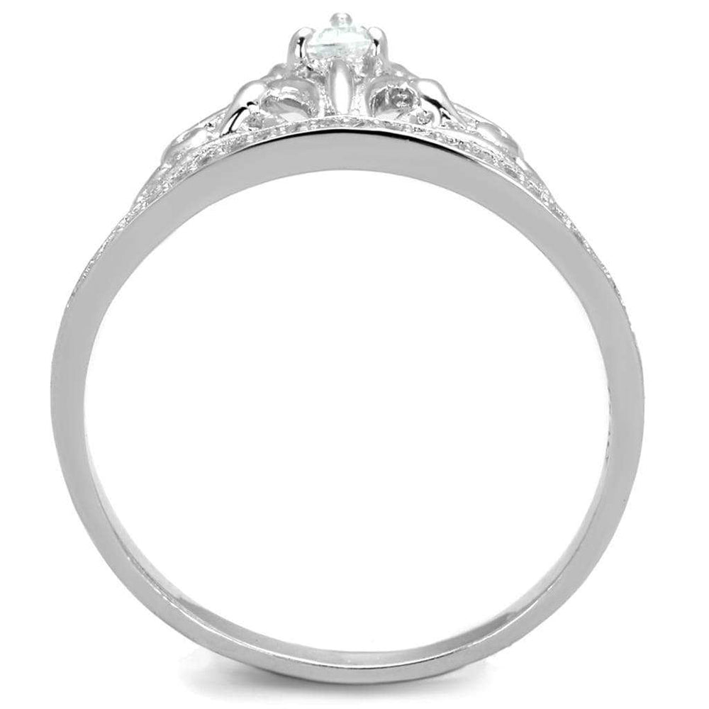 TS191 - Rhodium 925 Sterling Silver Ring with AAA Grade CZ in Clear - Alamode - Flyclothing LLC