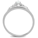 TS191 - Rhodium 925 Sterling Silver Ring with AAA Grade CZ  in Clear - Alamode