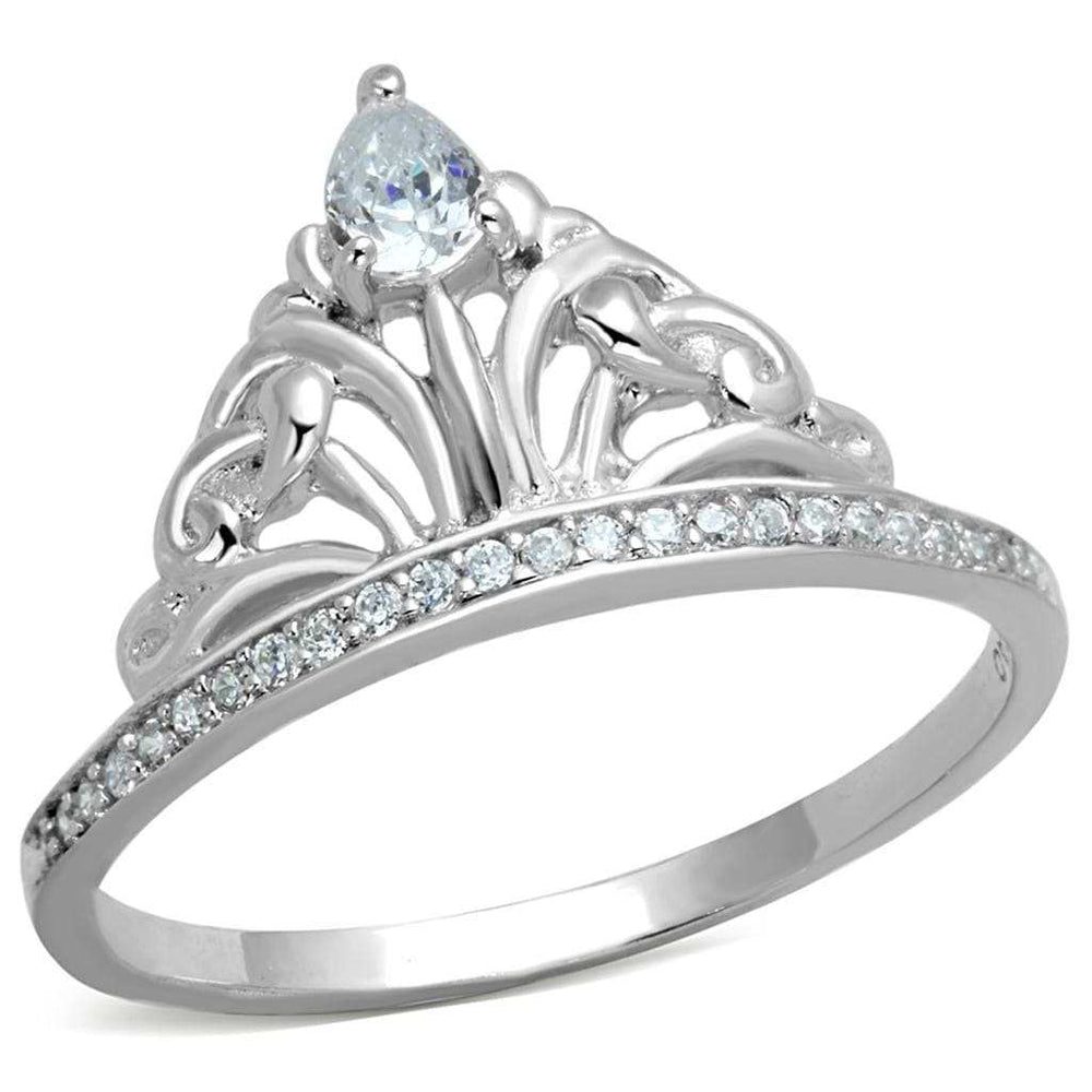 TS191 - Rhodium 925 Sterling Silver Ring with AAA Grade CZ in Clear - Alamode - Flyclothing LLC