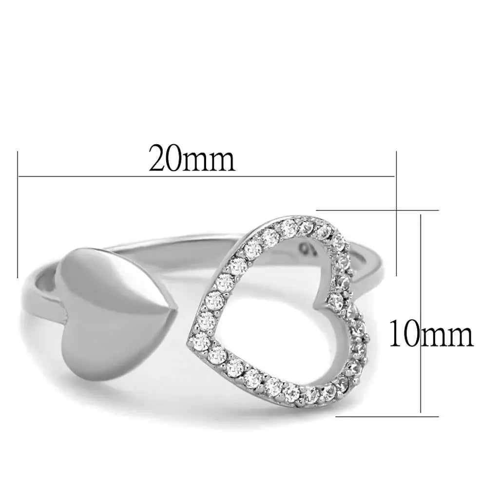 TS194 - Rhodium 925 Sterling Silver Ring with AAA Grade CZ in Clear - Alamode - Flyclothing LLC