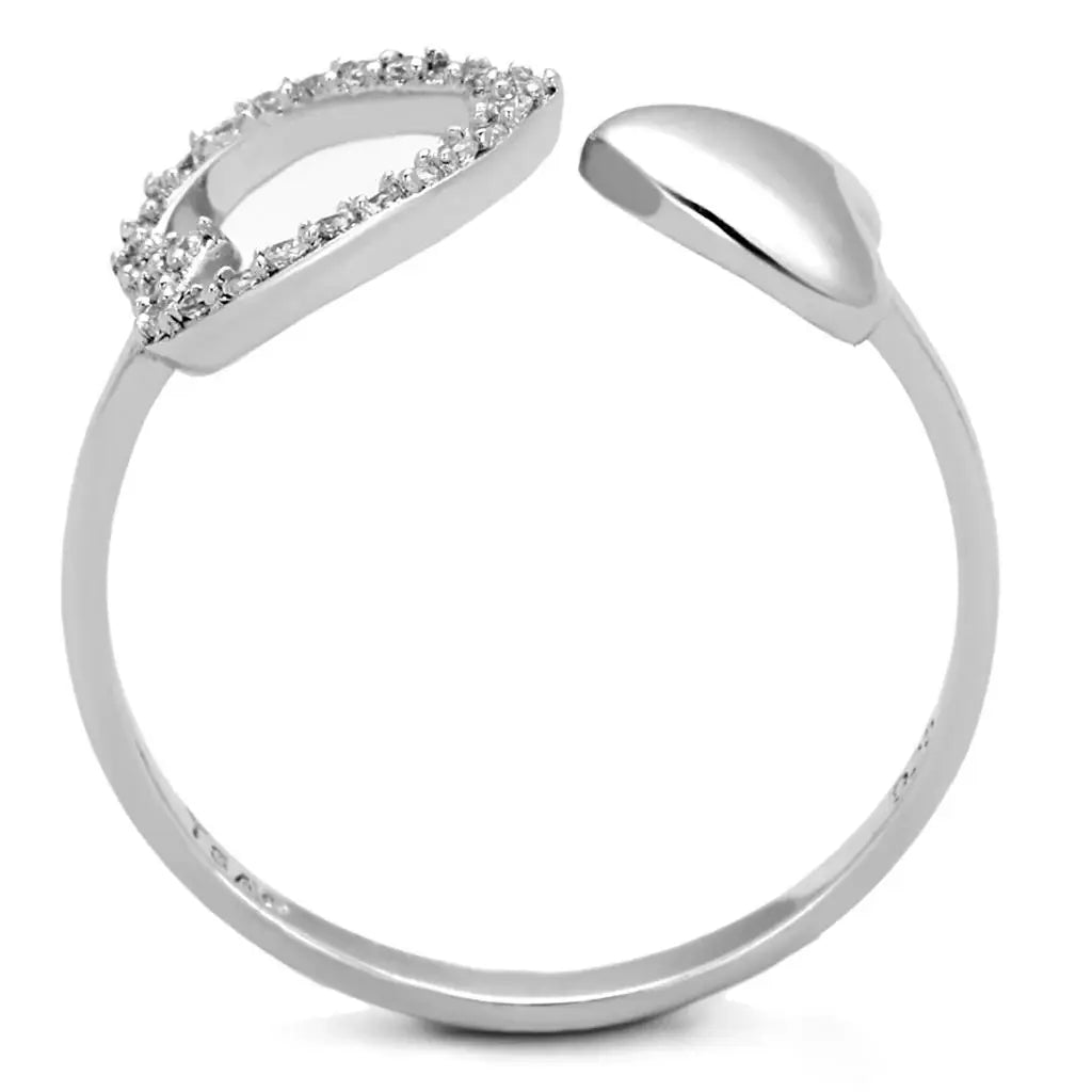TS194 - Rhodium 925 Sterling Silver Ring with AAA Grade CZ in Clear - Alamode - Flyclothing LLC