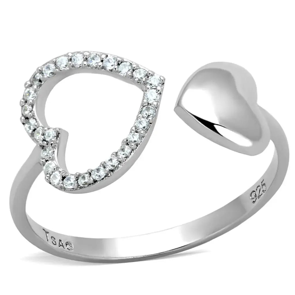 TS194 - Rhodium 925 Sterling Silver Ring with AAA Grade CZ in Clear - Alamode - Flyclothing LLC