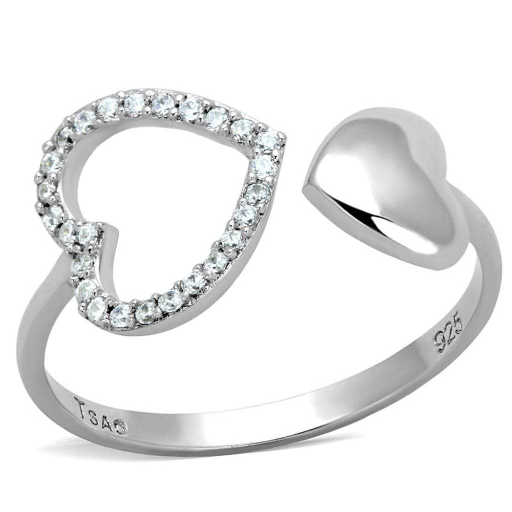 TS194 - Rhodium 925 Sterling Silver Ring with AAA Grade CZ in Clear - Alamode - Flyclothing LLC