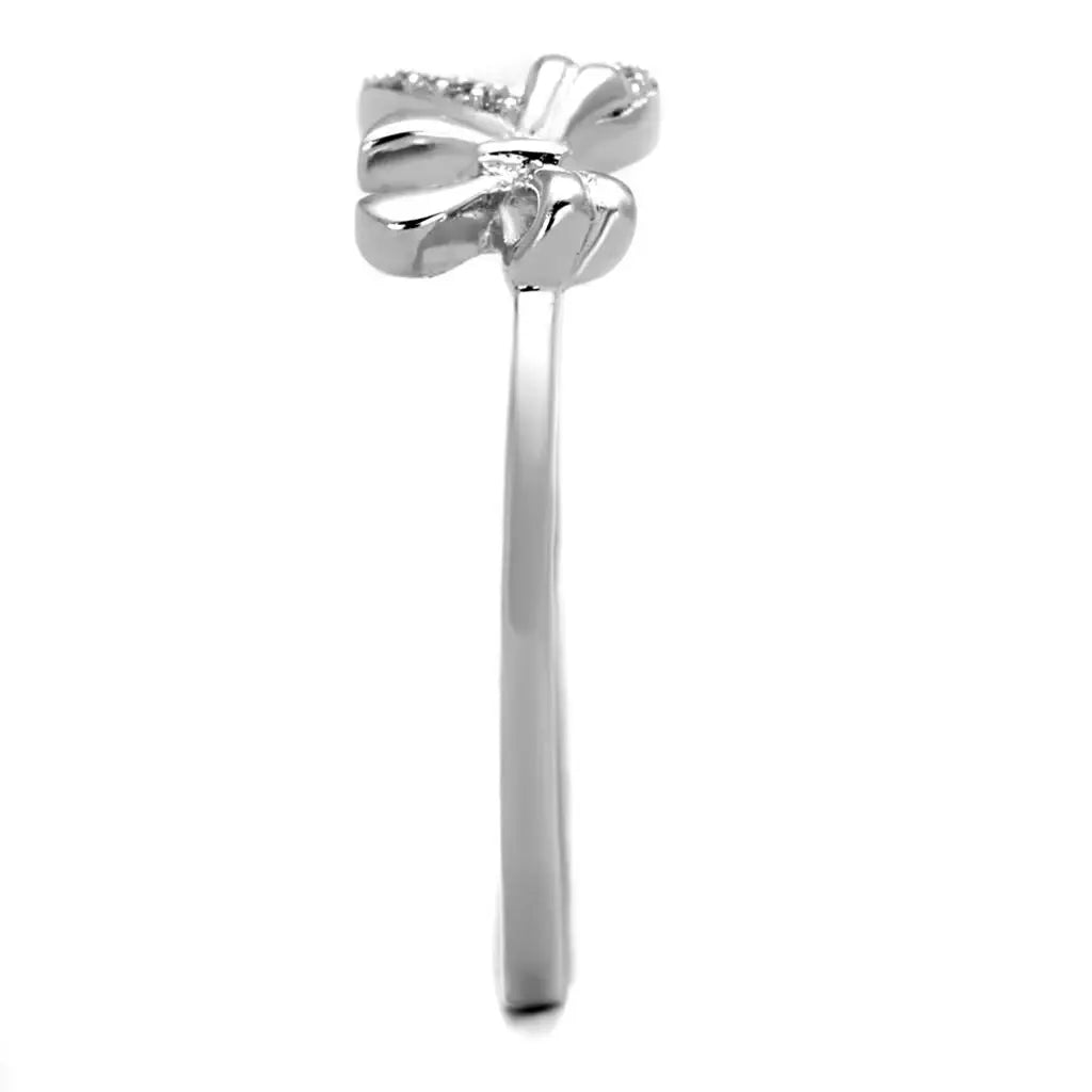 TS195 - Rhodium 925 Sterling Silver Ring with AAA Grade CZ in Clear - Alamode - Flyclothing LLC
