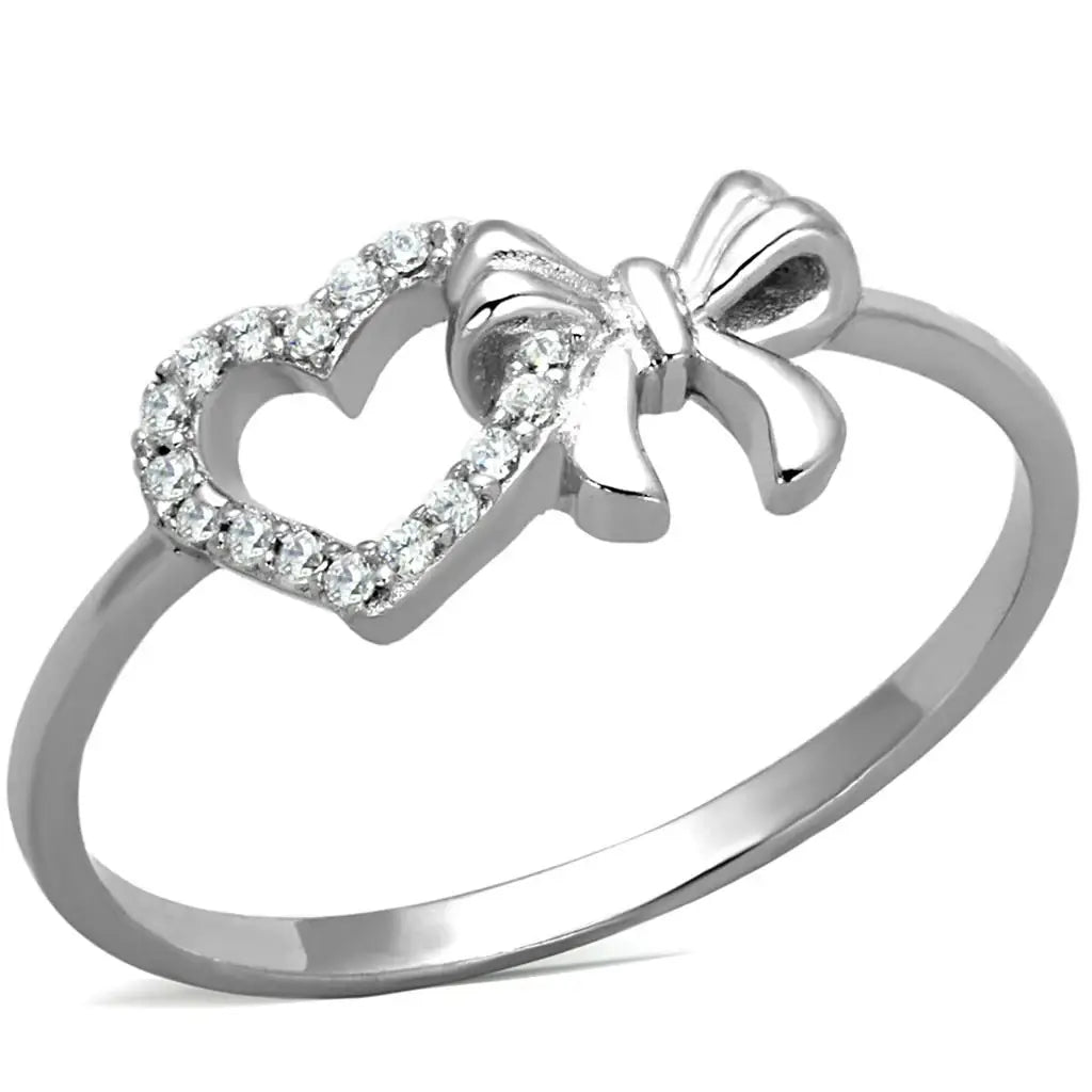TS195 - Rhodium 925 Sterling Silver Ring with AAA Grade CZ in Clear - Alamode - Flyclothing LLC