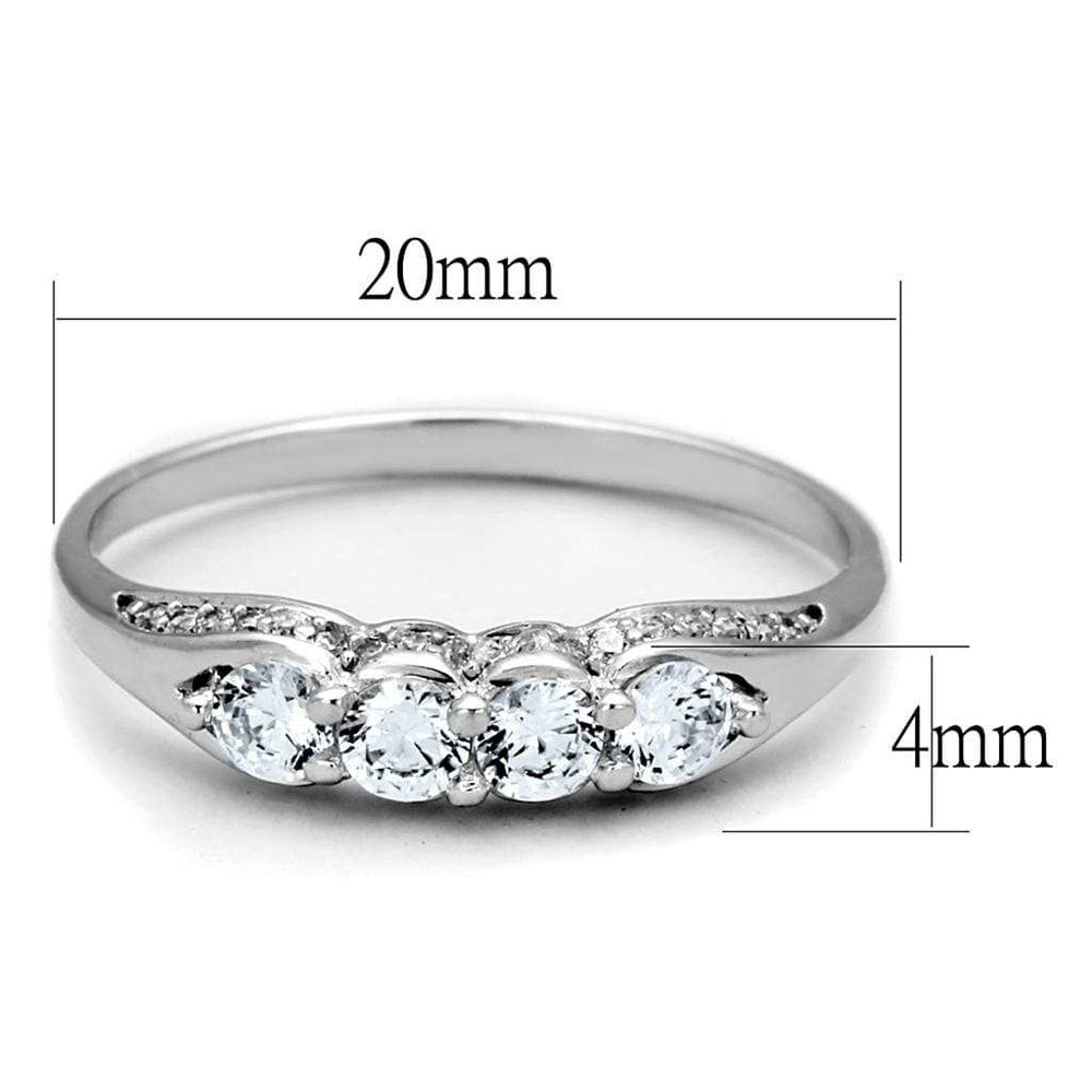 TS198 - Rhodium 925 Sterling Silver Ring with AAA Grade CZ in Clear - Alamode - Flyclothing LLC