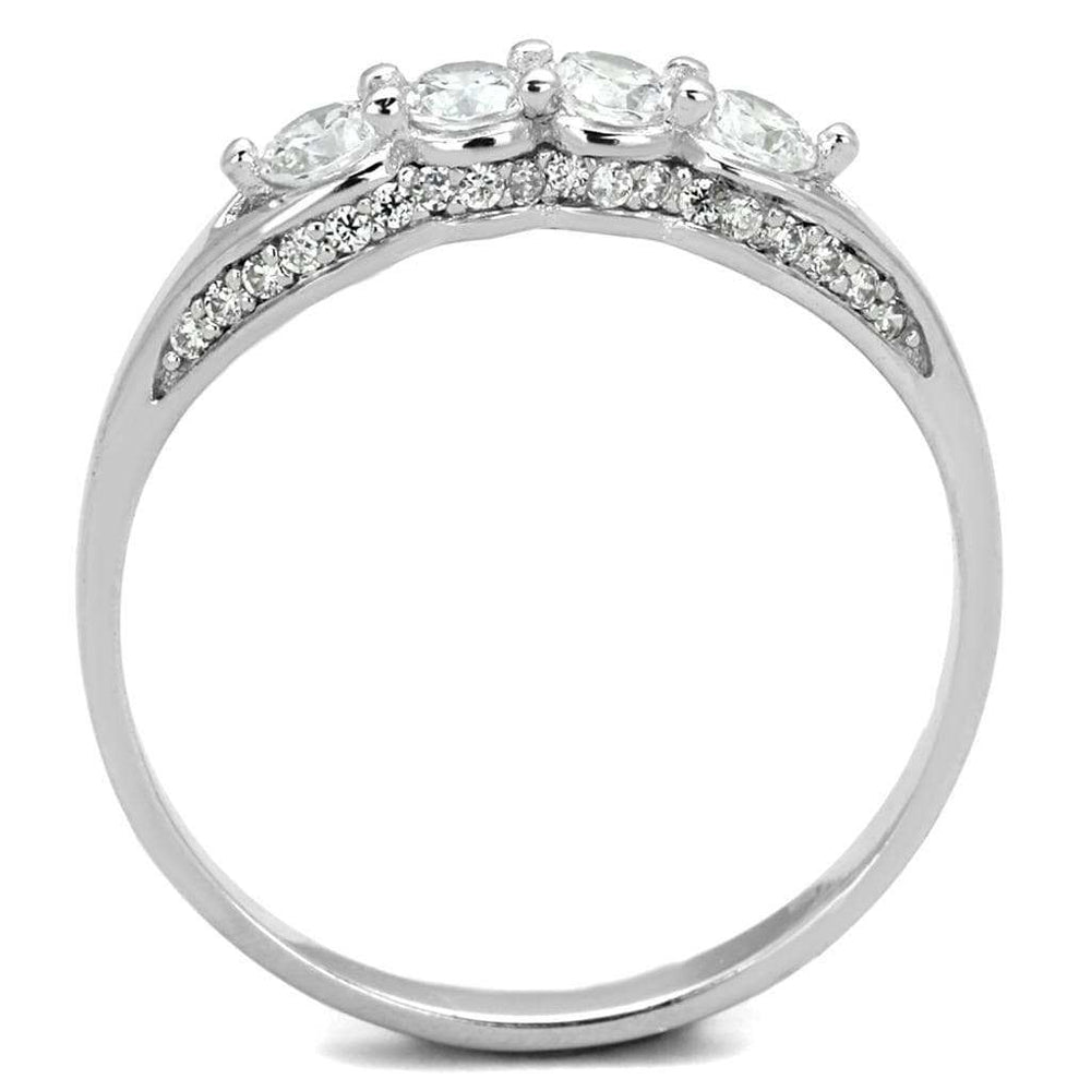 TS198 - Rhodium 925 Sterling Silver Ring with AAA Grade CZ in Clear - Alamode - Flyclothing LLC