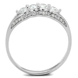 TS198 - Rhodium 925 Sterling Silver Ring with AAA Grade CZ  in Clear