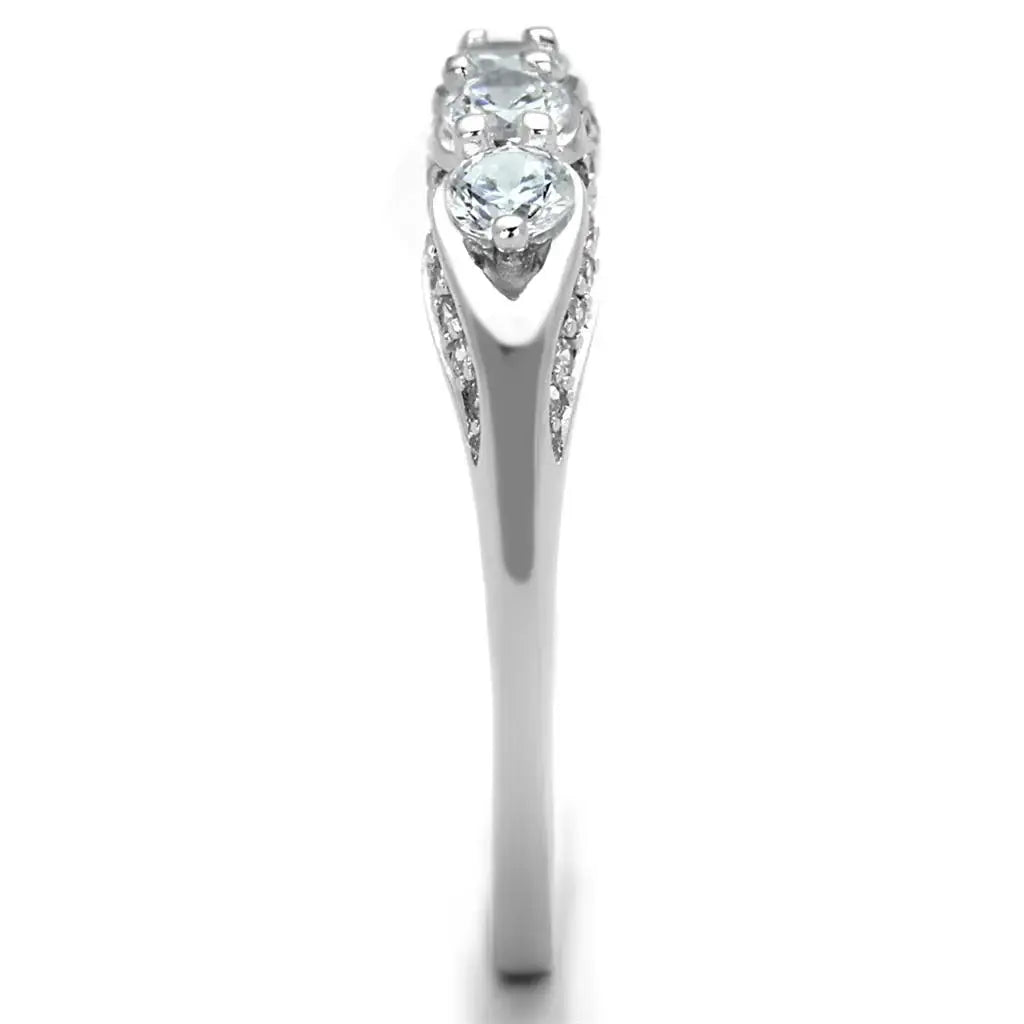 TS198 - Rhodium 925 Sterling Silver Ring with AAA Grade CZ in Clear - Alamode - Flyclothing LLC